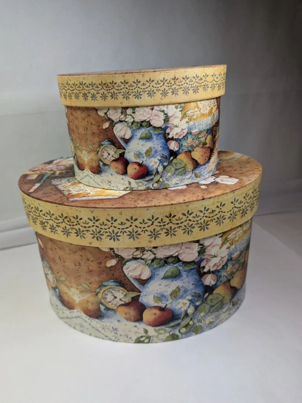 Vintage Bobs Boxes Lang Anna Krajewski Nesting Storage Oval Fruit 3 Boxes LANG